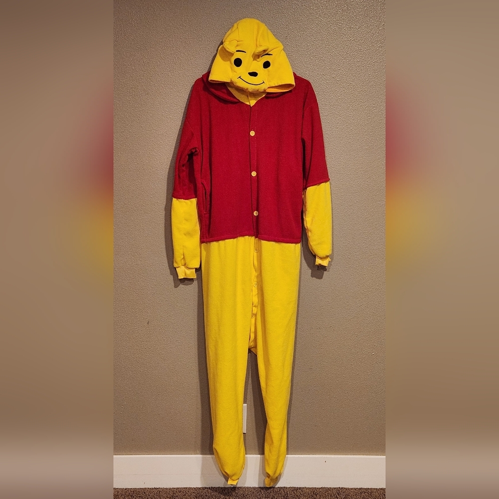 Winnie The Pooh Bear Cozy Button-Up Onesie Costume Adult XL